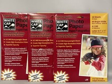 3 Pack White Cap Premium Glossy Photo Paper 8 1/2" x 11" 60 Sheets 8.5 Mil
