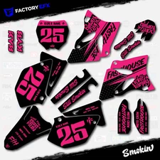 Black & Pink Smokin Graphic Kit fits Yamaha Yz125 Yz250 06-14 Plates YZ 125 250