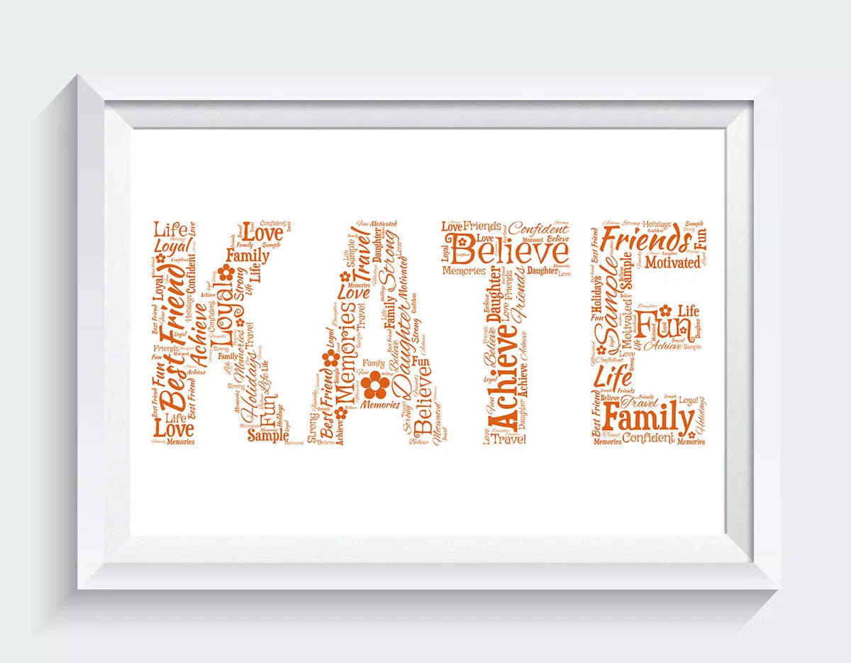 Personalised NAME Word Art Birthday Family Best Friend A4 Print ...