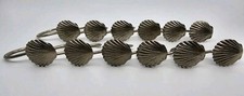 Vintage Lot Of 12 Silver Seashell Scallop Shower Curtain Hooks