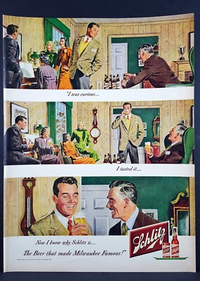 1948 Schlitz I Was Curious. I Tasted It. House Party Vintage Magazine Print Ad