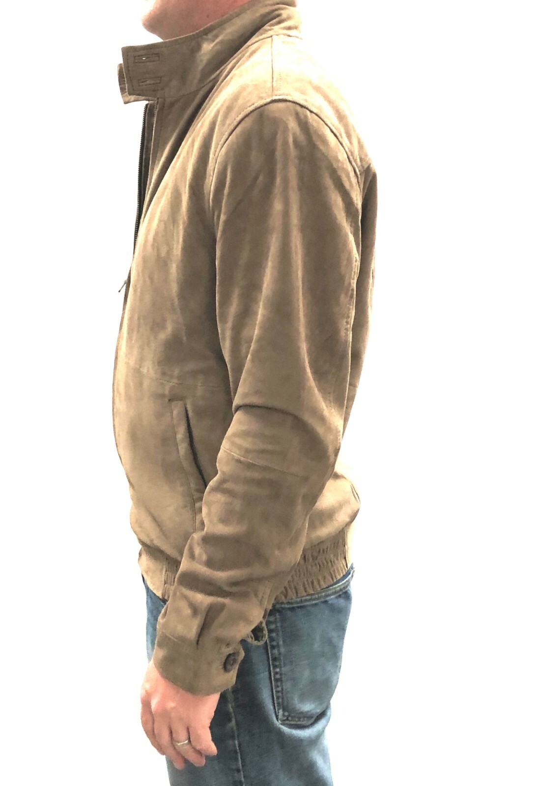 Ceralli Mens Suede Jacket in Stone -Choice of Size S-XXXL - second product detail image