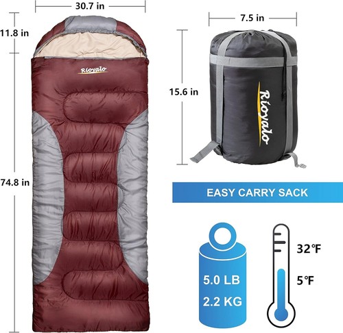 Saco de dormir de invierno de 0 grados para adultos grandes y altos - 450GSM, impermeable, XL - Imagen 4 de 11