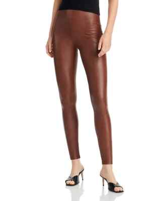 Aqua Faux Leather High Waist Leggings Women's XS Walnut Elastic Waist Pull On