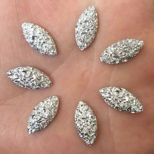 80 PCS AB Resin shiny horse eye flat back crystal rhinestone strass buttons -E80 - Picture 7 of 18