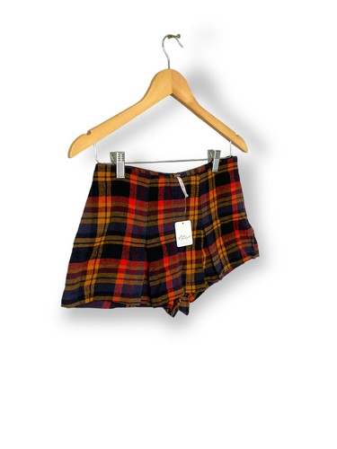 Free People Plaid Tartan Shorts Size US 0 UK 4 brown orange check - Picture 3 of 12