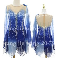 Ice Figure Skating Dress, Figure Skating Dress For Competition blue dyeing