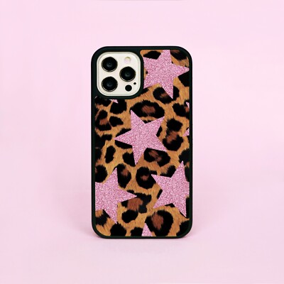 Screen Protector Iphone Plus Case Leopard Glitter Glitter Pink
