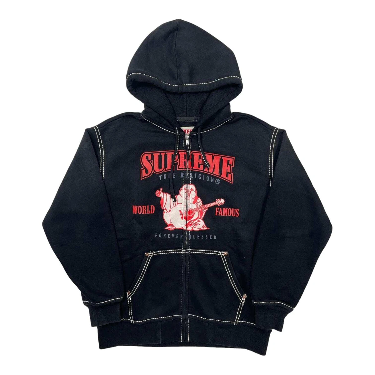 Supreme zip pouch top hooded sweatshirt black