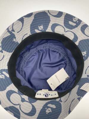 2022SS♡限定 美品 コーチ × エイプ バケットハット A Bathing Ape x COACH Bucket Hat Cap BAPE Collaboration Blue