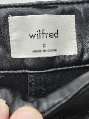 Wilfred Aritzia Pants Womens 0 Black Faux Leather Button Fly Baggy Leg Modern - Picture 7 of 13