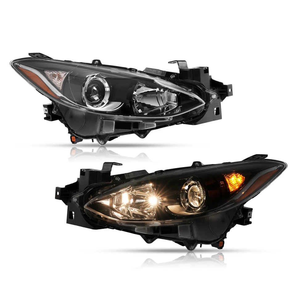 Faro proyector halógeno negro 2 piezas para Mazda 3 2014-2016 con bombillas Foto 3 de 4