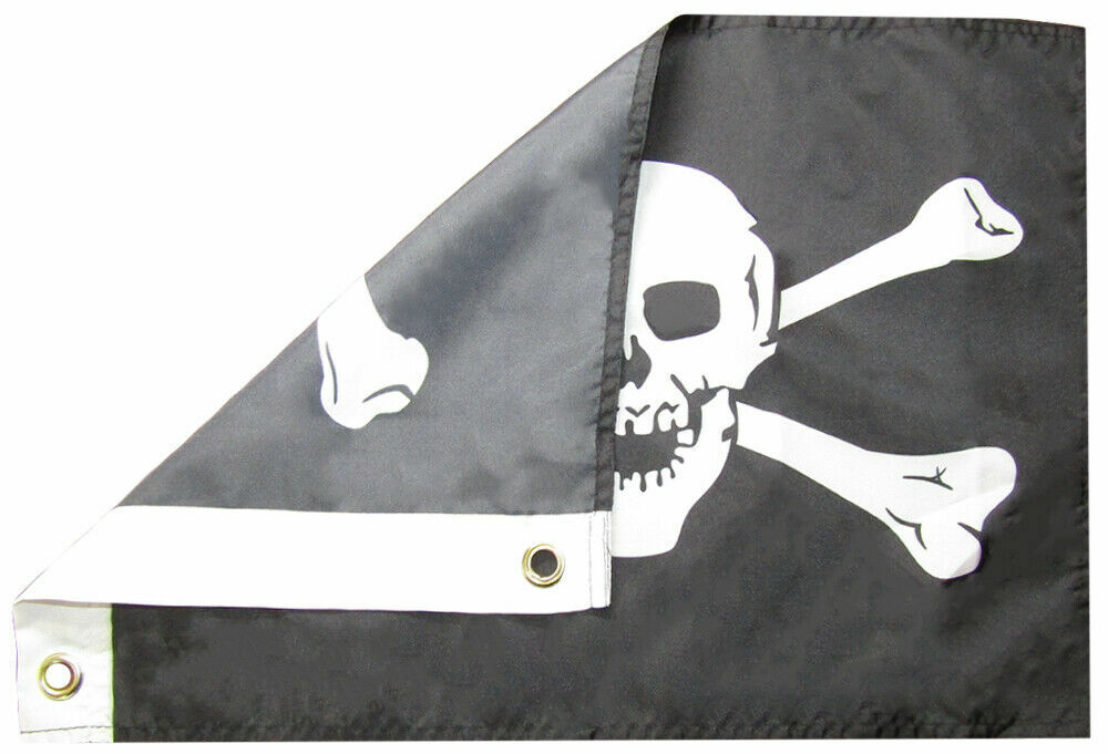 12x18 Inch Pirate Skull And Bones Flag - Polyester, Grommets For Boat, Car, Wall