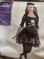 Child PRIMA ZOMBERINA Costume M 8-10 Zombie Ballerina DRESS TIGHTS CROWN NEW 3pc