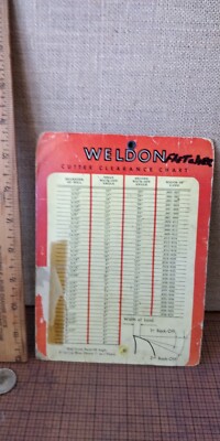VINTAGE ~ WELDON TOOL CO. Cutter Clearance Chart  END MILLS