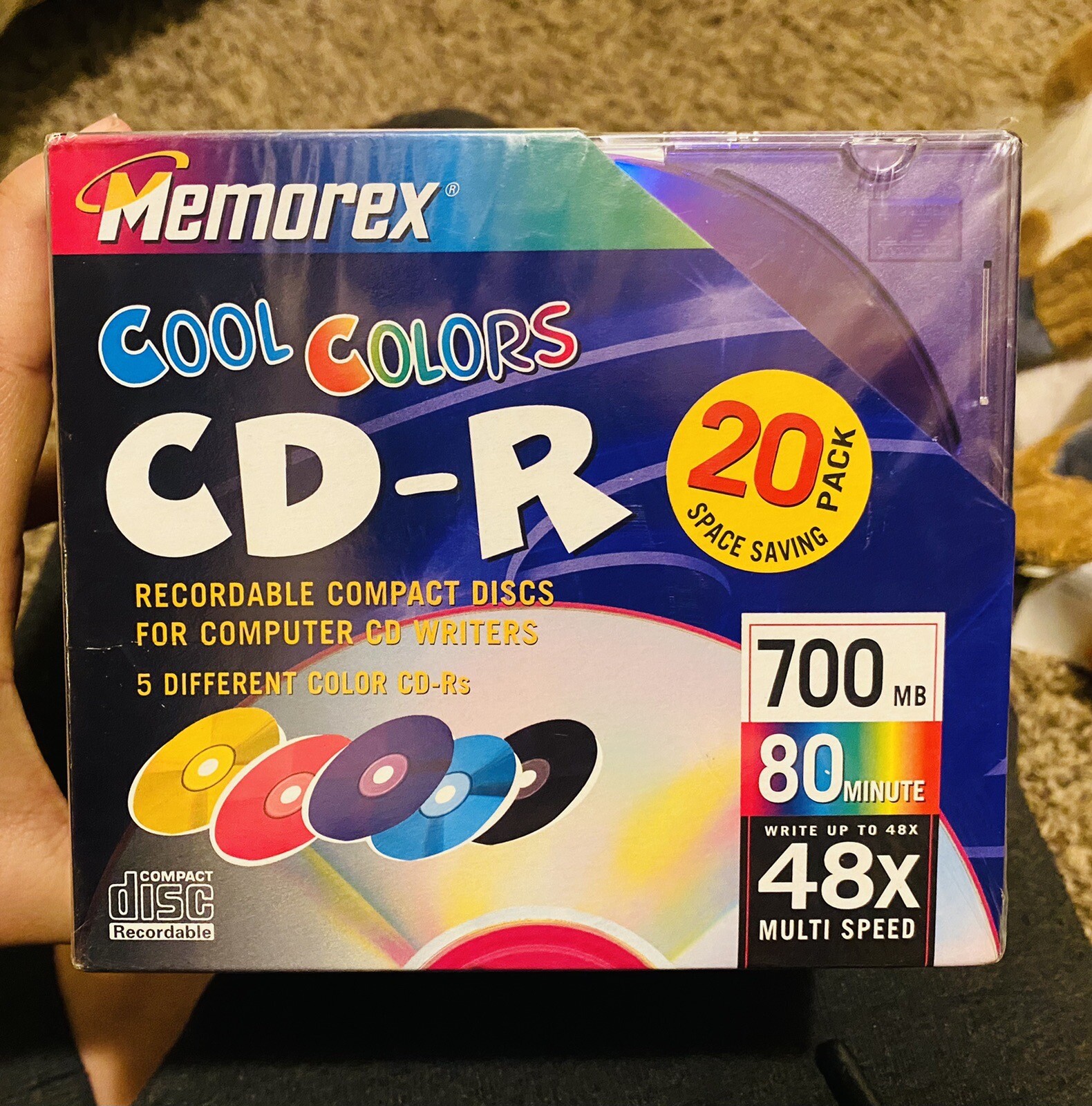 Memorex Cool Colors CDR 700MB 80 Min 48X Multi Speed 20 Pack New