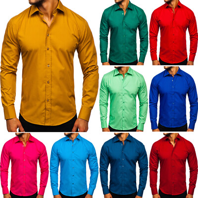 Freizeithemd Herrenhemd Hemd Shirt Slim Fit Unifarben Herren BOLF 2B2 Classic