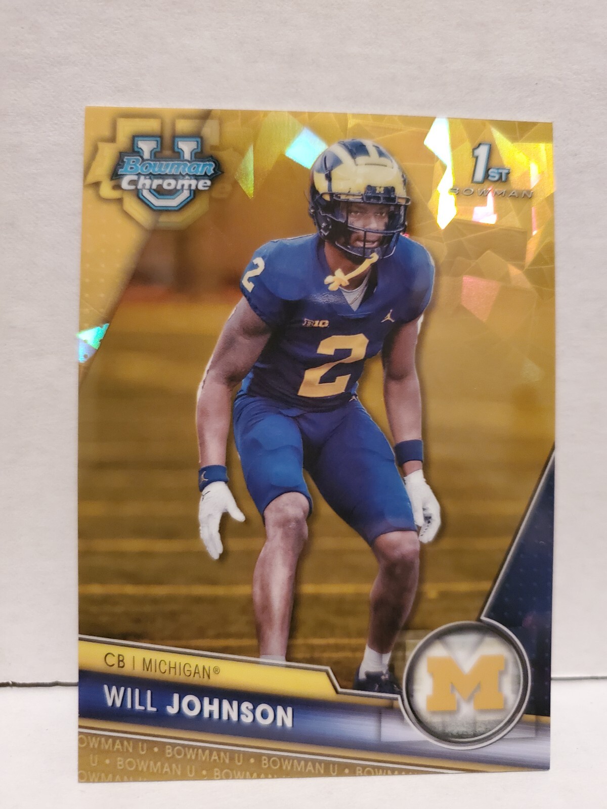 Will Johnson 2023 Bowman Chrome University Sapphire #157 Gold Refractor /50 1st