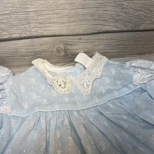 Bryan Baby Girls Dress light Blue Floral Size 6-9 mo. Lace Ruffle Frilly Vintage - Picture 6 of 16