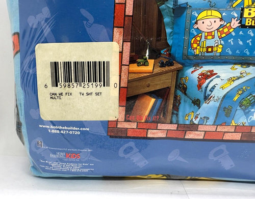 Juego de sábanas dobles Bob The Builder 2001 de colección funda de almohada plana ajustada y estándar EE. UU. - Imagen 3 de 13