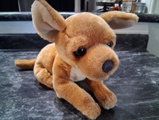 VTG Toys R Us ANIMAL ALLEY Tan Shorthair Chihuahua Plush Dog Puppy Toy Lying