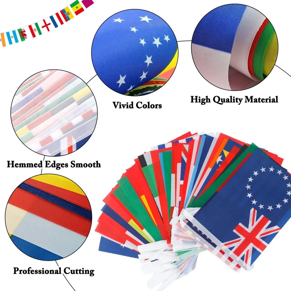 30 M Bandierine Nazioni Mondo 100 Pz Bandiere del Mondo Stendardoģ 14 x 21 cm - Immagine 4 di 4