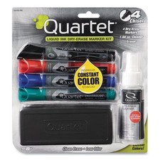 Quartet EnduraGlide Dry Erase Marker, Broad Chisel Tip, Assorted Colors, 4/Pack