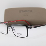 NEW STARCK EYES SH2071T 0001 BLACK RED TITANIUM AUTHENTIC EYEGLASSES 56-17