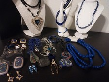 Mixed Jewelry Lot 22 Pieces Vintage To Now Royal Blue Black