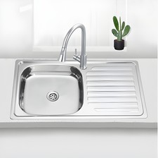 Évier de cuisine 1 bac encastrable - acier inoxydable 0.8mm - 75 x 40 x 20 cm