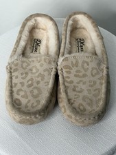 Deluxe Dearfoams Leopard Moccasin Slippers Kids US 1 EU 32 Faux Fur New A327