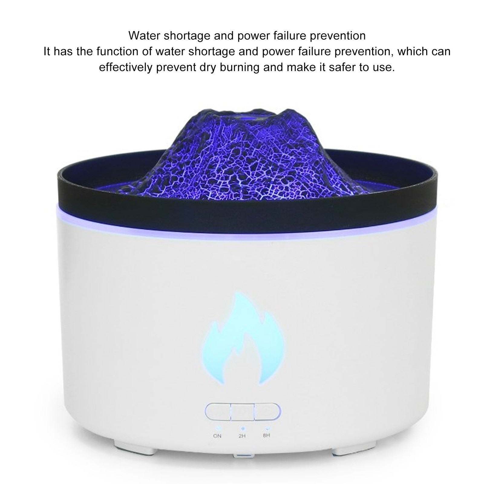 Volcano Diffuser 700ml White Timer Auto Shut Off 2 Light Modes Volcano