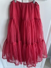 VINTAGE 1960  S OPERA RED TAFFETA SWING SQUARE DANCE PETTICOAT SLIP SIZE S AS IS