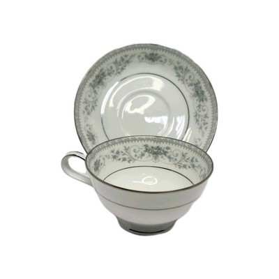 Vintage Noritake Colburn 6107 Cup And Saucer Blue Floral-Discontinued 