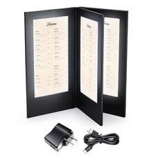 WeChef LED Backlit Menu Holder Cover Folding Panel 4 View Fits 5"x11" Paper Club