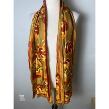 Vintage Vera Neumann Scarf Abstract Floral Gold Orange Made in Italy Rectangular