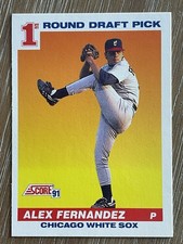 1991 Score Alex Fernandez 1st Round Draft Pick (RC)White Sox Rookie Card #382. rookie card picture