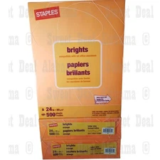 Brights - 3 Reams (1500 Pages) Orange Colored Printer Paper 24 Lb., 8.5" x 11"