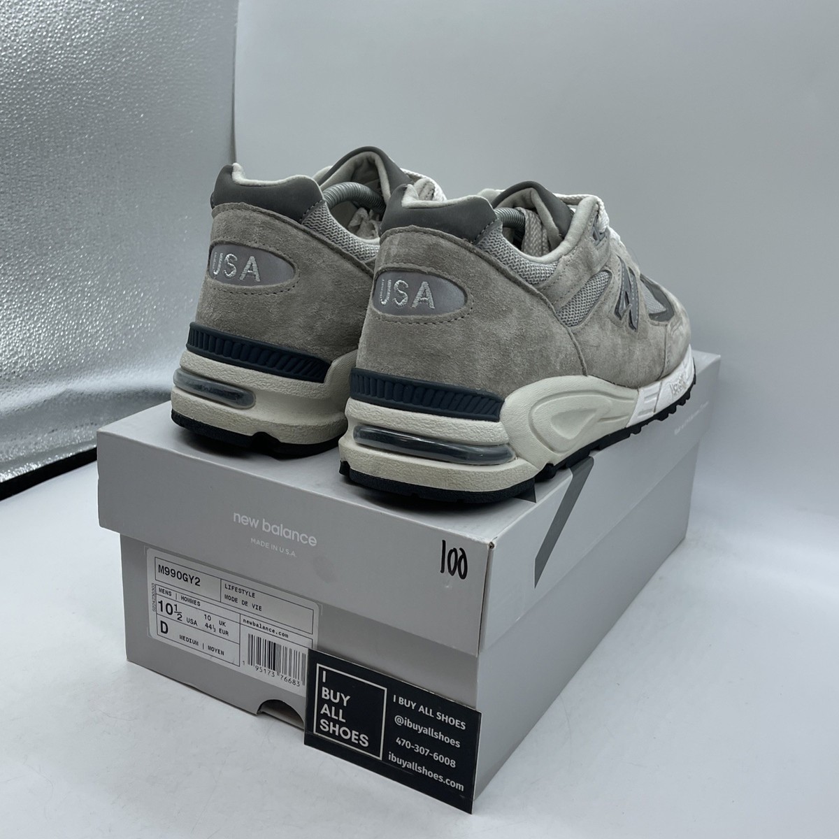 Size 10.5 - New Balance 990v2 Made in USA Grey Suede Leather