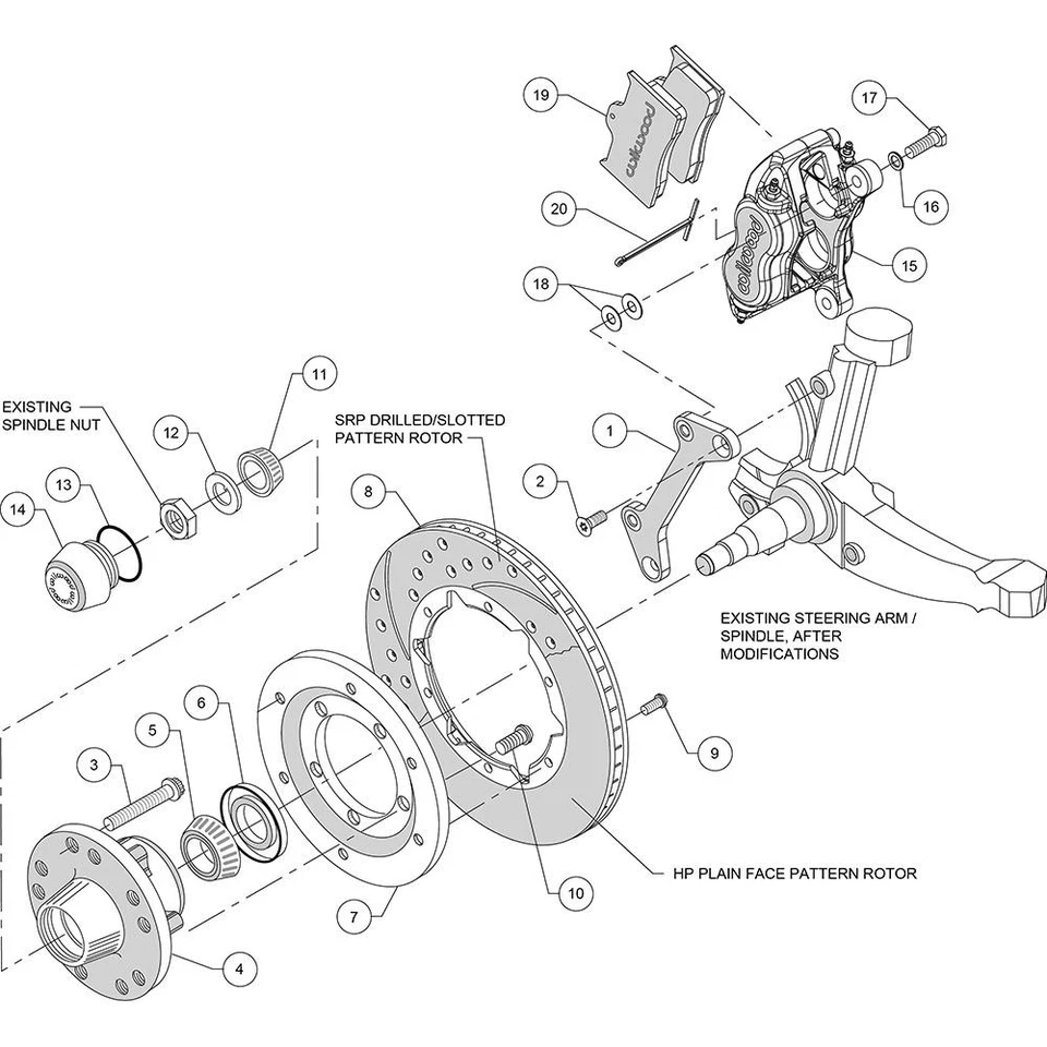 Kit de frenos de disco delanteros Wilwood 140-11009-DR FDLI, 1979-02 GM G-Body/S-10 Foto 3 de 4