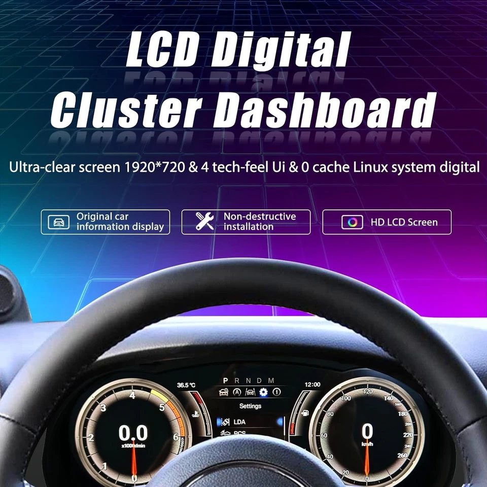 Panel velocímetro panel de instrumentos digital LCD de 12,3 pulgadas para Toyota Hilux 2016-24 Foto 2 de 4