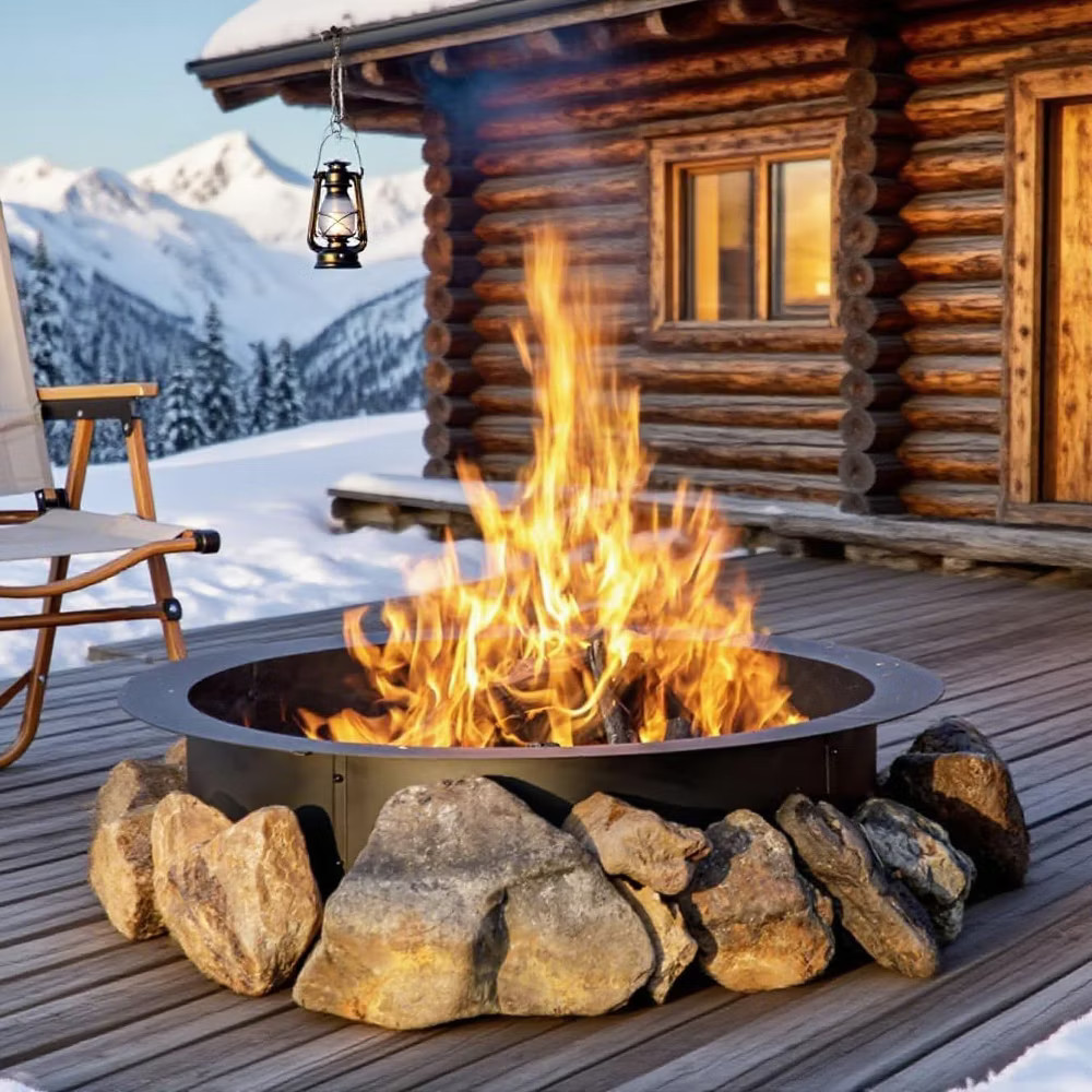 Acekool 60-Inch Outdoor Fire Pit Ring Smokeless Design Black Steel 20090₽