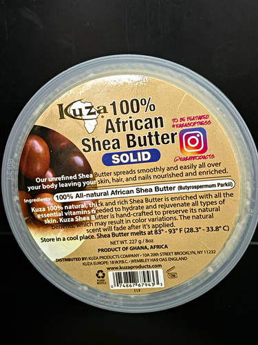 Kuza 100% African Shea Butter Solid Moisturiser Natural 227g All Natural