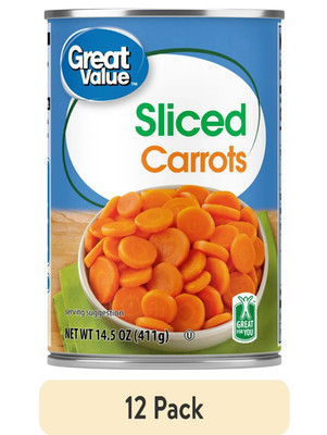 (12 Cans) Great Value Canned Sliced Carrots, 14.5 oz
