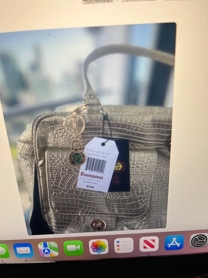 Porta mascotas cocodrilo dorado de lujo con cubierta antipolvo nuevo sin etiquetas Foto 4 de 4