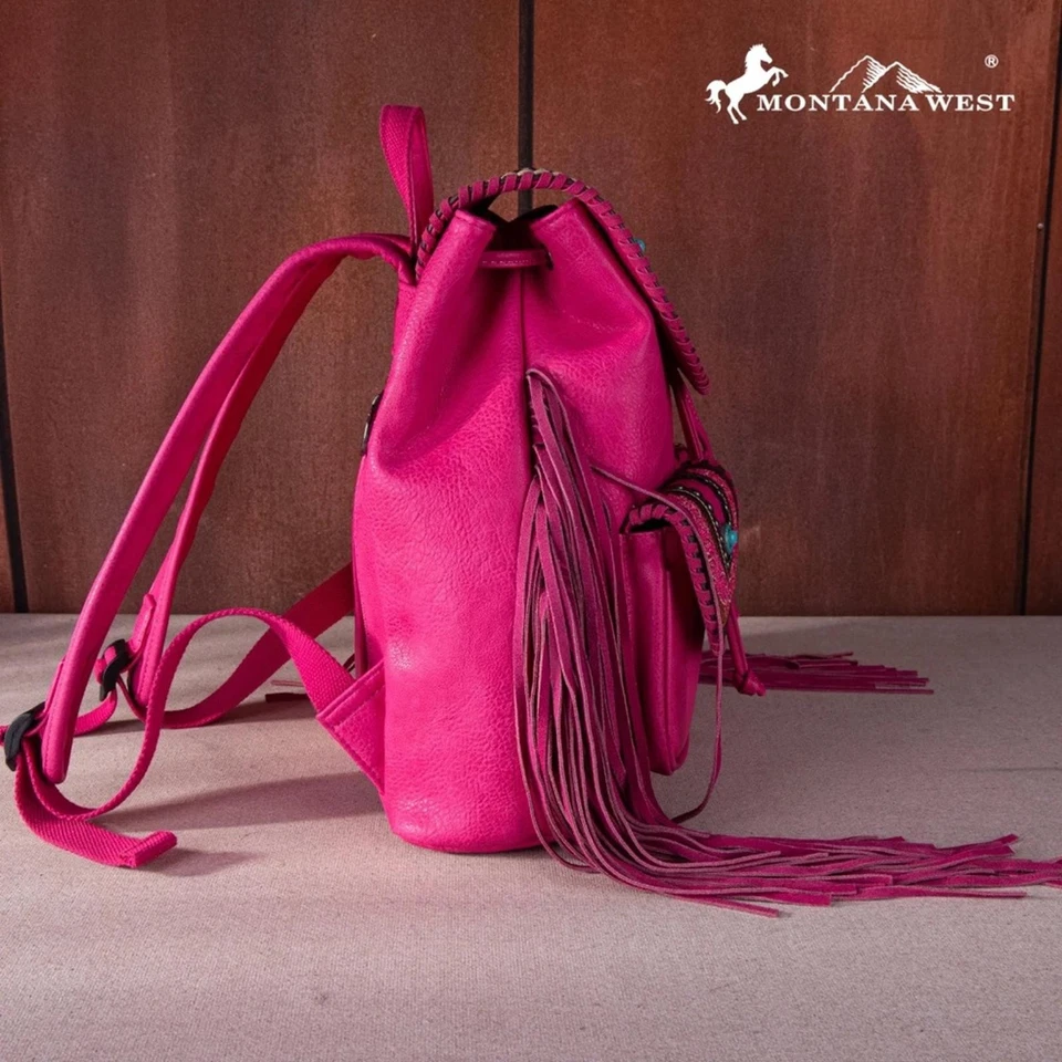 Рюкзак Montana West коллекция с цветочной вышивкой ярко-розовый - Изображение 3 из 4