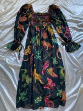 Farm Rio Animal Life Smocked Maxi Beaded Multicolor XS *read*