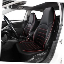 Classic Universal PU Leather Car Front Seat Covers High Back Bucket Black Red
