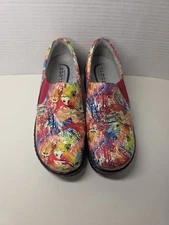 Klogs Colorful Clog Shoes Leather Sz 7M Paint Streaks Nurse Professional