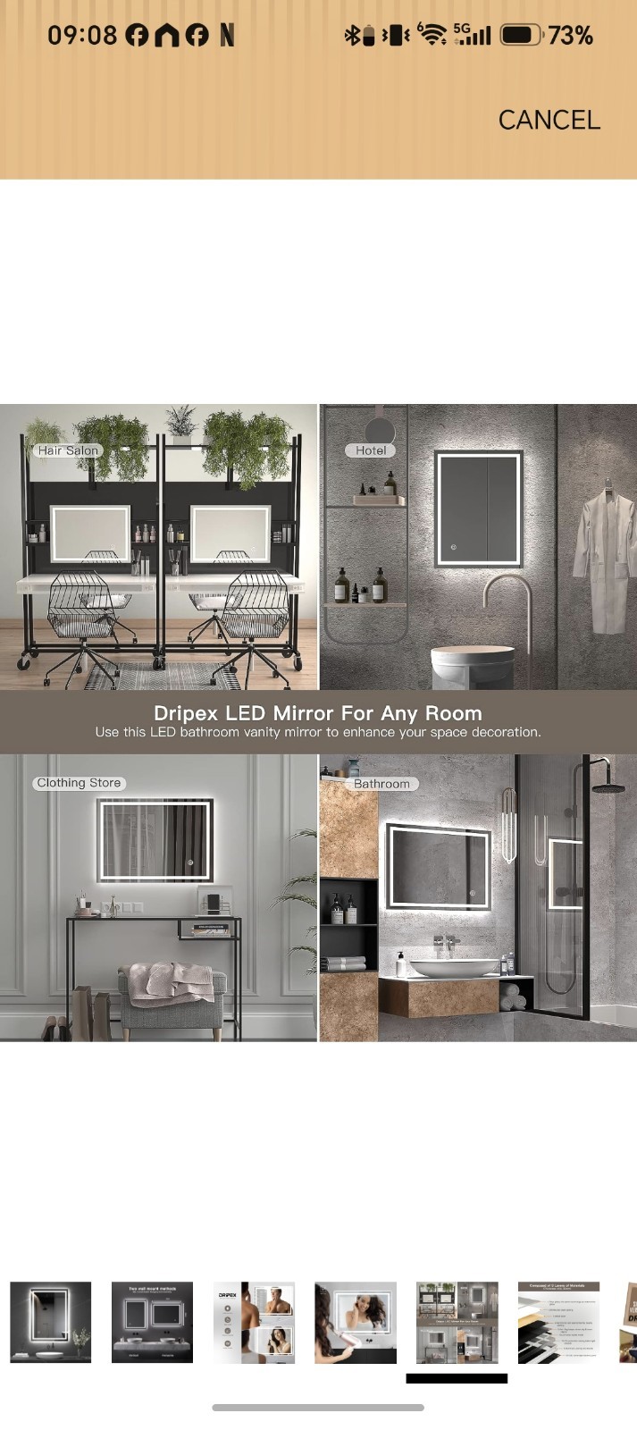 Dripex Bathroom Mirror with LED Lights, 500 * 700 MM Illuminated Backlit image 5